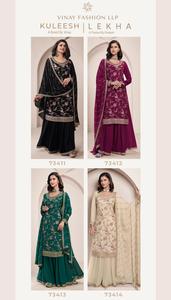 Femmes Filles Premium Chinon Soie Brodée Traditionnelle Sharara Set Dupatta Designer Suit Collection Disponible Prix de Gros - Product Image 6