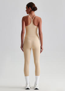 Conjunto de ropa deportiva de gimnasio ecológica de 2 piezas para mujer, mallas de secado rápido de cintura alta, mallas delgadas, parte superior delantera sólida para entrenamiento físico - Product Image 5