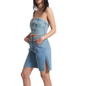 Top Corto de Mezclilla Coreano de una Pieza, Color Negro, Estilo Tubo, Sexy, para Mujer, Ropa de Verano 2026 - Product Image 3