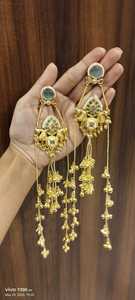 Conjunto de pendientes largos con acabado dorado tradicional con nuevo diseño para ropa de boda, ropa de fiesta de compromiso, accesorio de moda para mujer - Product Image 5