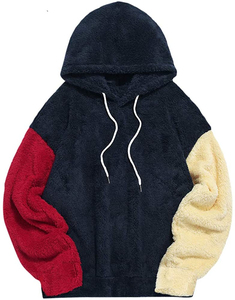 Sudadera con capucha de lana con manga de Sherpa con logotipo personalizado OEM, Sudadera con capucha peluda de varios colores personalizada, sudaderas con forro de Sherpa unisex - Product Image 3