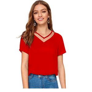 Boutique indienne exclusive à la mode Western Wear Hauts en tricot de couleur rouge Vêtements réguliers confortables pour les hauts courts de style formel - Product Image 1