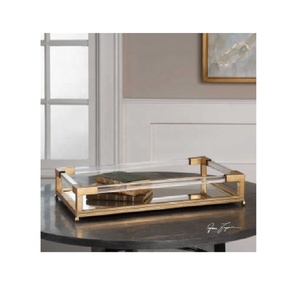 Plateau en bois massif avec poignée en métal, vente en gros - Product Image 1