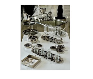 Indio debajo de los platos esmaltados Frontera de latón con patrón floral Cuencos de acero inoxidable Soportes de nivel y fabricante de platos - Product Image 4