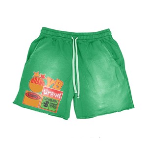Women Acid Wash Shorts 320 GSM Cotton Polyester Fleece Light Grey Vintage Graphic Print Custom Screen Print women's shorts - Product Image 2