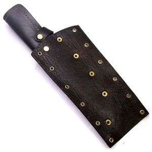 Bán buôn handmade SHADED Top Grain da dao vỏ bọc trong màu đen với buttoned ràng buộc phù hợp với 7 inch cố định lưỡi dao - Product Image 3