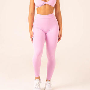 Nouveau rose bonbon NKD V Scrunch Leggings haute pli sur ceinture avec dos en forme de V et vêtements actifs mode Gym Leggings pour les femmes - Product Image 5