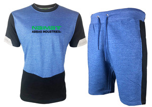 Wholesale Custom Logo 260 GSM <b>Canvas</b> T-Shirt Shorts Set for Men <b>Round</b> Neck T-Shirts and Short Sets - Product Image 3