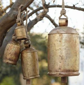 Rustic look galvanized cow <b>bells</b> with traditional shape for religious offering ceremonies or pastoral garden hanging decor - Product Image 4