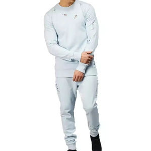 Survêtement surdimensionné avec écusson de détresse du fabricant Survêtement surdimensionné respirant durable anti-rides bon marché pour hommes - Product Image 4