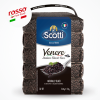 Riz noir entier Venere de haute qualité, frais, à grain long, texture moelleuse, qualité alimentaire supérieure, 5 x 1 kg, fabriqué en Italie