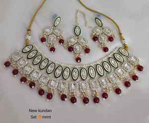 Indian Traditional Kundan Gold Plated <b>Jewellery</b> <b>Set</b> and Copper Necklace <b>Set</b> for Women and <b>Girls</b> Indian Accessories Jewlery Women - Product Image 2