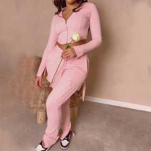 Ensemble survêtement 2 pièces en molleton 480 GSM 100% coton uni, personnalisable, streetwear, pantalon de jogging et crop top, vente chaude 2025 - Product Image 6