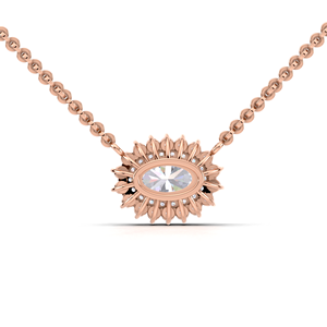 IGI Certified Lab Grown Diamond Oval Cut Double Halo Pendant in 14K Yellow / Rose & White Gold Luxury Cluster Design - Product Image 2