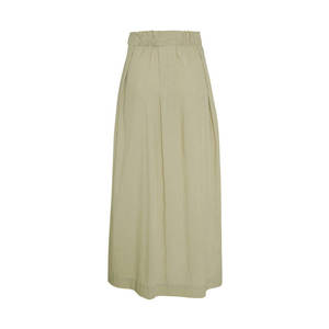 Khaki <b>Parachute</b> Fabric Straight <b>Skirt</b> with Elastic Waist and Pleat Details - Product Image 3
