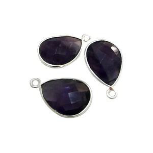 Charme d'améthyste en argent sterling Connecteurs de pierres précieuses pour la fabrication de bijoux - Product Image 1