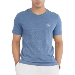 Camiseta Lisa ajustada para hombre, Camiseta lisa de estilo básico para hombre con cuello redondo y dobladillo de doble costura - Product Image 1