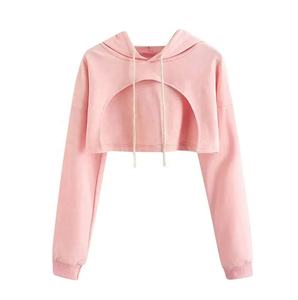 Sweat à capuche en coton pour femmes, Design de mode, Hip Hop, manches longues, pull-over court - Product Image 2