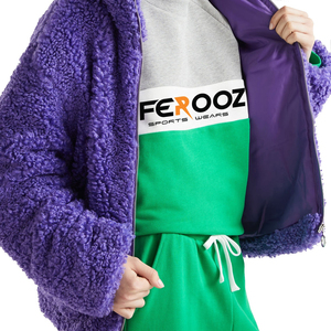 OEM personalizado logotipo de las mujeres Sherpa chaquetas polar Sherpa chaqueta de lana para las mujeres personalizadas de invierno al aire libre cálido Sherpa chaqueta de las mujeres - Product Image 6