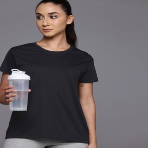 T-shirt en coton personnalisé pour femmes T-shirt vierge respirant T-shirt à col rond côtelé pour femmes T-shirt en tricot léger - Product Image 1