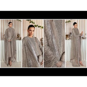 HUSSAIN REHAR Salwar Kameez de Seda Hecho a Mano TC-782 'Luna en la Copa Dorada'-LUCENT - Product Image 2