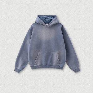 Sweat à capuche unisexe en coton épais délavé au soleil, haute qualité, brodé, impression personnalisée, coupe-vent, écologique - Product Image 4