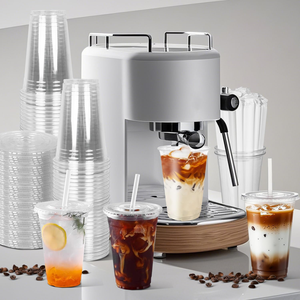 Gobelets jetables modernes transparents de 20 oz en PET/PLA avec couvercles et pailles, sans BPA, écologiques, anti-fuite pour café glacé, smoothies et fêtes - Product Image 1