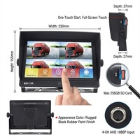 Détecteur d'angle mort AI BSD avec écran tactile IPS 9 pouces | Enregistreur DVR AHD 4 canaux 1080P 12-36V pour avertissement piéton/véhicule, pour camions et bus