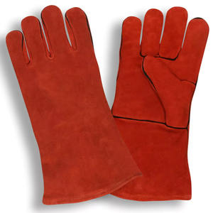 Guantes de Soldadura Rojos de Cuero Vacuno de Primera Calidad, Resistentes al Fuego, para Bomberos, Construcción y Barbacoa - Product Image 1