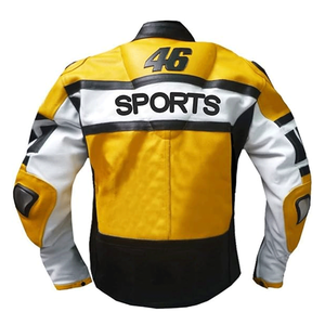 Men's Genuine Cowhide Leather Racing Motorbike Jacket Black Yellow Color Windproof Protective Armors for Touring Racer Custom - Product Image 4