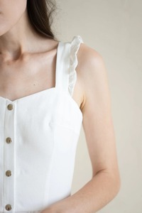 Mini vestido blanco de algodón para mujer Mono y mono de dama de honor - Product Image 5