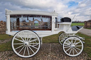 Carruaje de caballos funerarios blancos Fabricante de carros de caballos funerarios Buggy de caballos funerarios europeos a la venta - Product Image 3