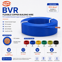 Fil de construction en cuivre sans oxygène flexible multibrins BVR, isolé en PVC, 450/750V/600V, 0,5-1 mm, installation électrique intérieure