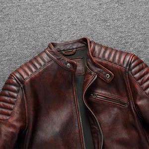 Chaqueta Universitaria de Cuero Genuino con Cuello Alto, Estilo Vintage, con Letras Bordadas, Personalizada de Alta Calidad para Hombre - Product Image 5