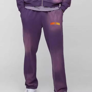 Acid Wash Sun Faded Transpirable Tallas grandes Pantalones de chándal de lona vintage acampanados sueltos Ropa informal unisex - Product Image 1