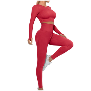 Ropa deportiva para gimnasio para mujer, conjunto deportivo de Yoga con logotipo en la cintura, traje deportivo para mujer para entrenamiento y Yoga, ropa deportiva femenina - Product Image 4