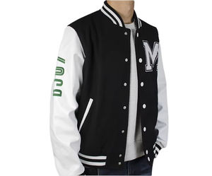 MOVATEXTILES Veste de baseball universitaire à manches en cuir originale Blouson de baseball Letterman Varsity Blouson de baseball PU - Product Image 2