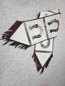 Camino de mesa de cuero de piel de vaca de lujo 2023, patrón bordado marrón y blanco, exportación directa, hogar, Hotel, boda, Navidad - Product Image 5