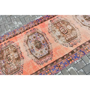 4x11.3 ft Turkish Rug, Rug, <b>Red</b> Ikat Rug <b>Wool</b> - Product Image 5