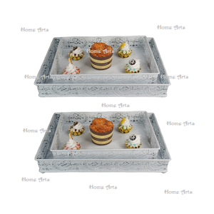 ชุดถาดอาหารสแตนเลส2ชิ้นถาดรองอาหารทรงสี่เหลี่ยมผืนผ้า - Product Image 1