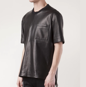 Camiseta de Invierno para Hombre de Cuero Genuino de Alta Calidad, Manga Corta, Marca Privada, Cómoda, Transpirable, Ecológica, de Secado Rápido - Product Image 1