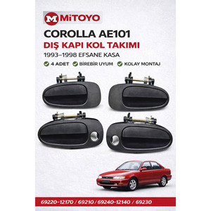 Juego de Manijas Exteriores para Puerta de Corolla AE101, Modelo Legendario 1993-1998, 4 Piezas de Plástico, Nuevo Diseño - Product Image 2