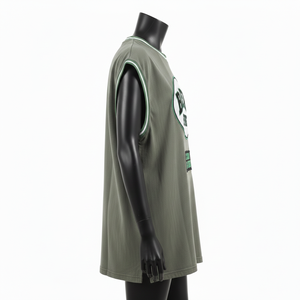 Camiseta sin mangas para mujer, tejido de malla de poliéster premium, transpirable, verde oliva, logotipo bordado personalizado, camisetas de algodón para mujer - Product Image 3