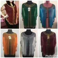 Nouvelle Robe Décontractée Grande Taille Algérienne de Haute Qualité, Poncho en Tulle Brodé à la Main de Perles et Paillettes, Idéale pour Soirées et Clubs