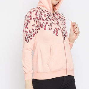 เสื้อฮู้ดซิปเต็มตัวผ้าคอตตอนถักน้ำหนักมาก พิมพ์ลายแฟชั่น OEM สำหรับผู้หญิง สั่งทำได้ ระบายอากาศ แห้งเร็ว เหมาะสำหรับฤดูหนาว - Product Image 3