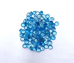 Topacio azul suizo de 7mm, piedra de corte redondo, Topacio Azul Natural calibrado, cuentas de piedras preciosas sueltas facetadas para fabricación de colgantes de joyería a granel - Product Image 4
