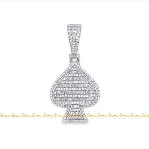 Colgantes de diseñador de joyería fina completamente en oro blanco de 10kt y diamantes redondos brillantes y Baguette cortados Moissanite - Product Image 4