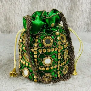 Indian Handmade Embroidery Ethnic wedding Gift Party Bags wrist handbag coin Potli Bags at wholesale price for sale