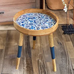 Handmade Enamel Mango Wood Side <b>Table</b> Detachable <b>Legs</b> by MUGHALCRAFTS - Product Image 4