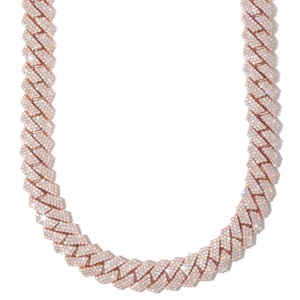 High Quality Moissanite Round Diamond Studded In <b>Sterling</b> <b>Silver</b> Cuban Hip hop Necklace For <b>Men</b> - Product Image 1